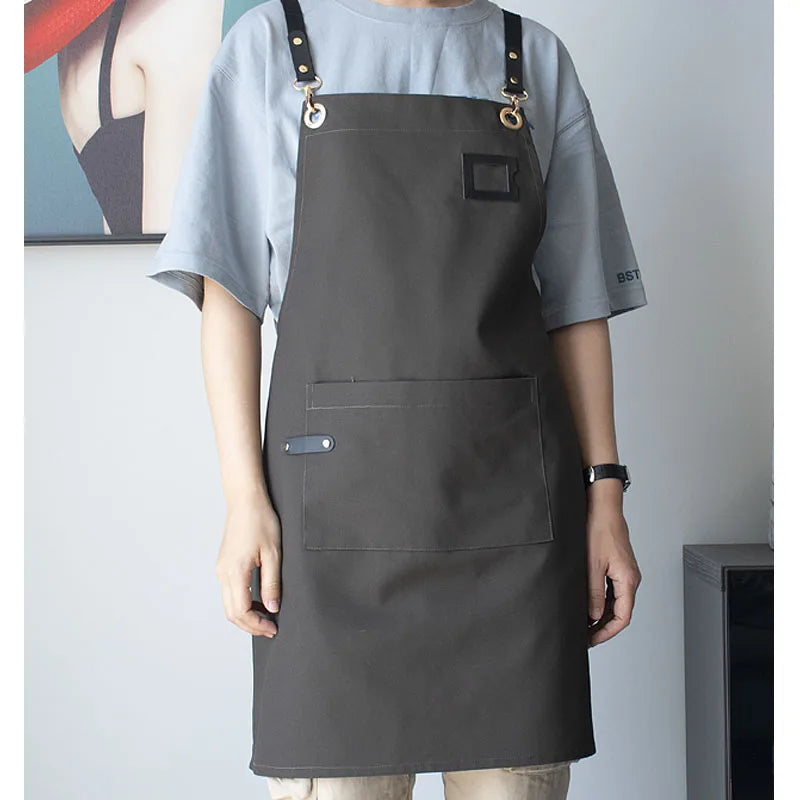 Canvas Apron with Name Tag Pocket