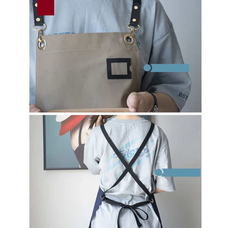 Canvas Apron with Name Tag Pocket