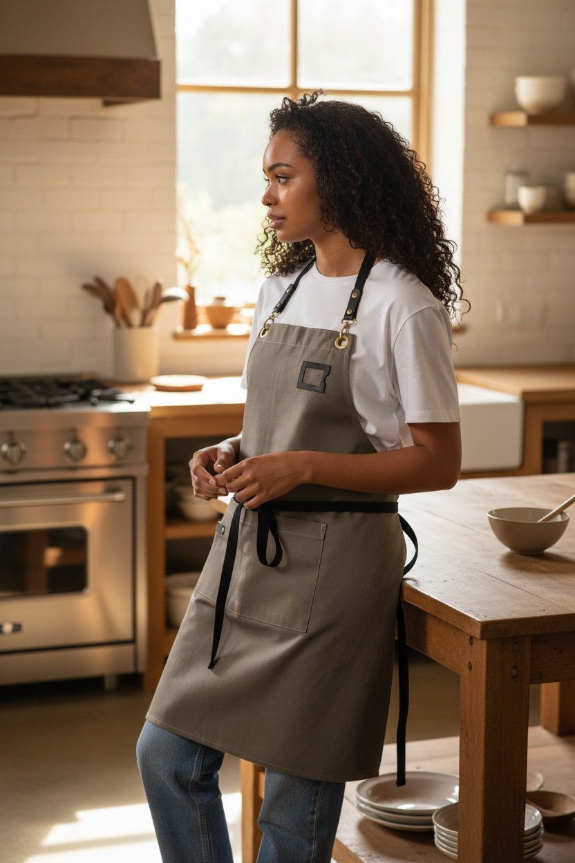 Canvas Apron with Name Tag Pocket